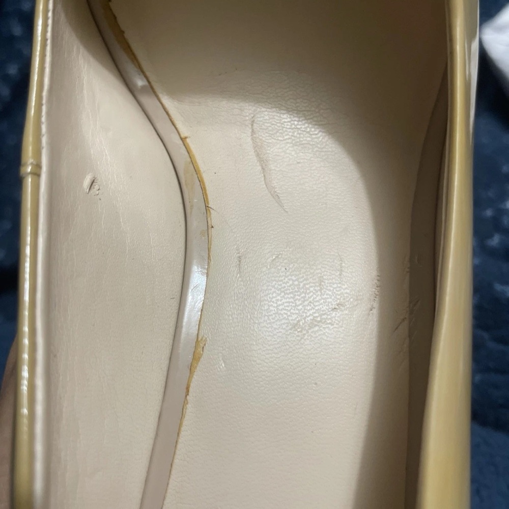 Nine West Glossy Tan Peep-Toe Heels - Picture 6 of 8